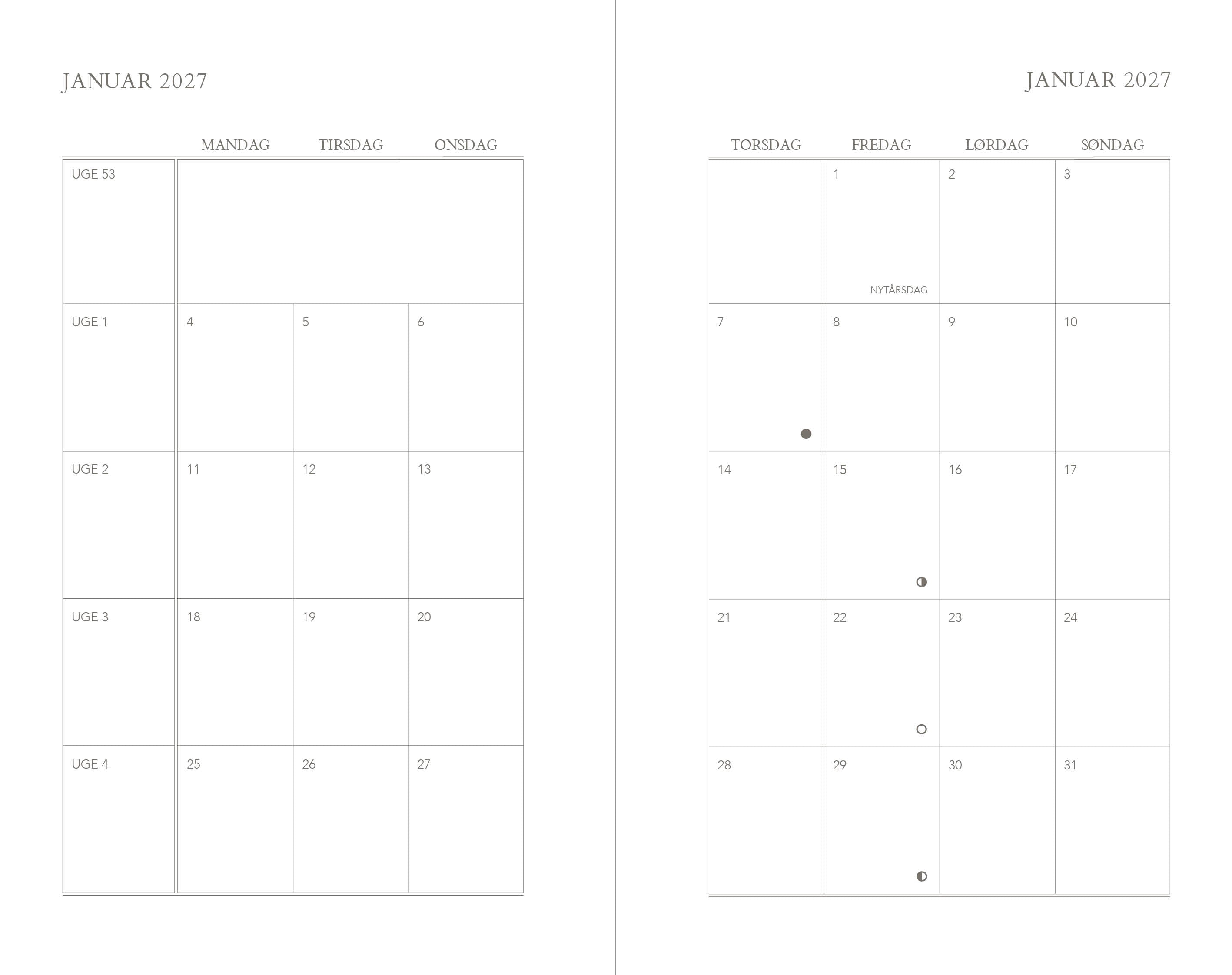 Ugekalender 2027